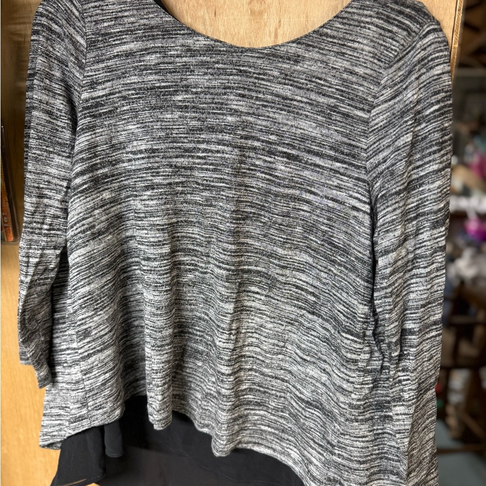 Abercrombie & Fitch Black and Gray Striped Blouse